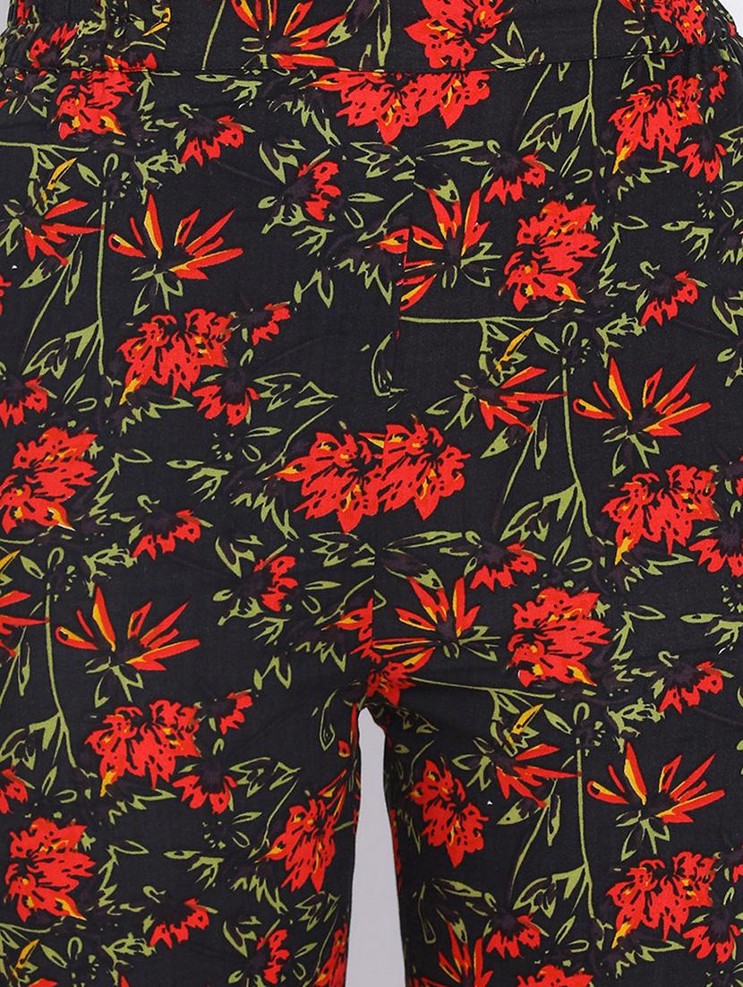 high rise floral flat front trouser - 17715228 - Standard Image - 4
