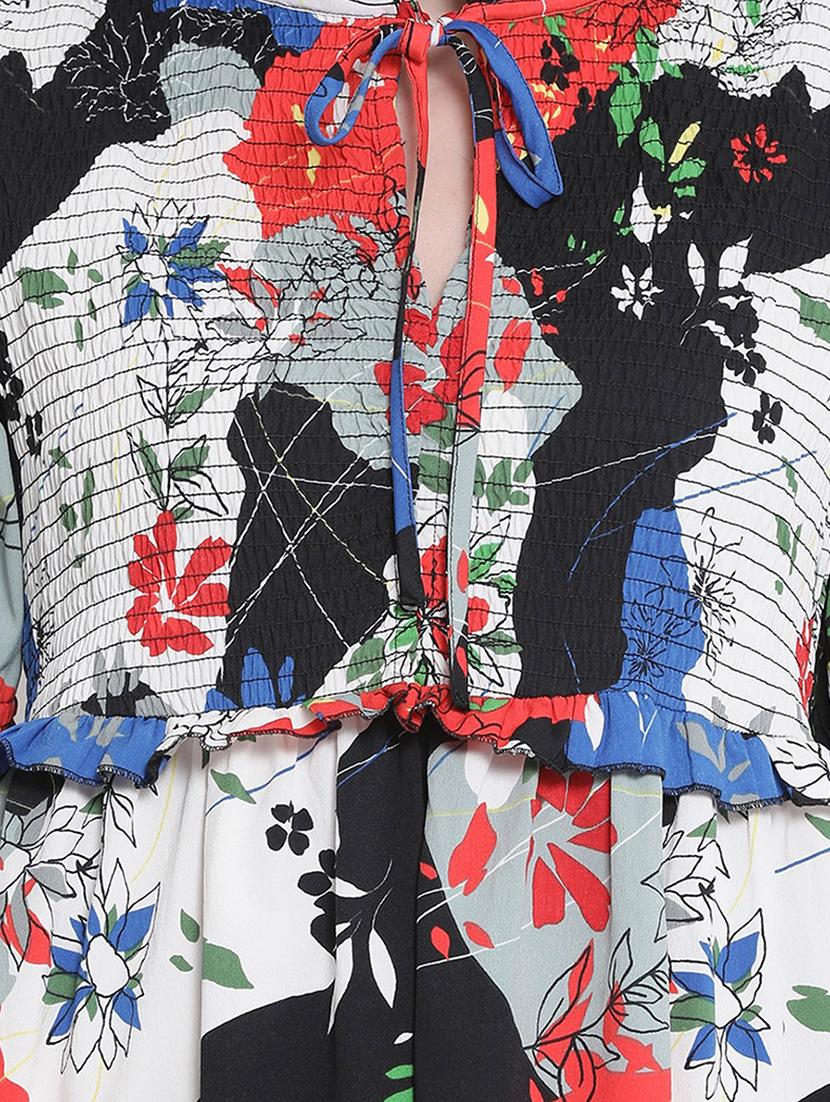 tie knot sleeved abstract flared dress - 17715233 - Standard Image - 4