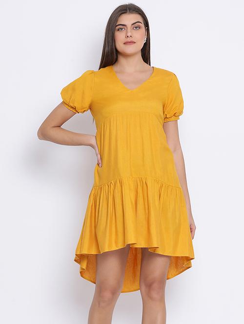 women's high low solid dress - 17715257 - Standard Image - 0