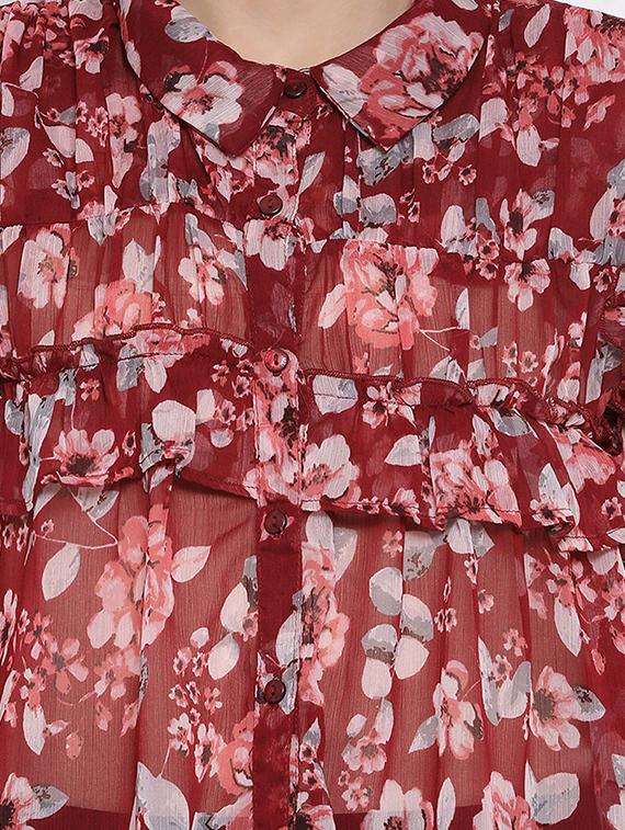 ruffle detail floral top - 17715266 - Standard Image - 4