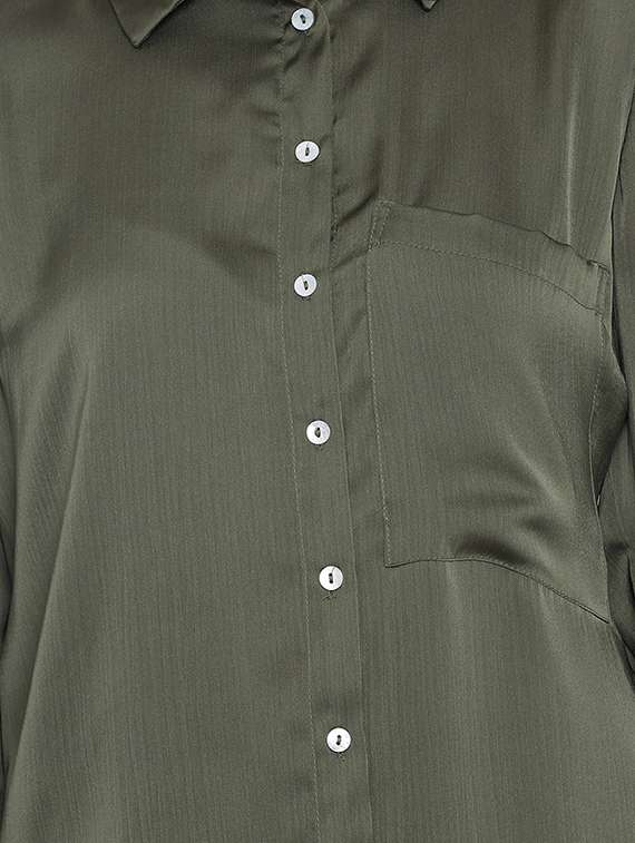 curved hem satin shirt - 17715274 - Standard Image - 4