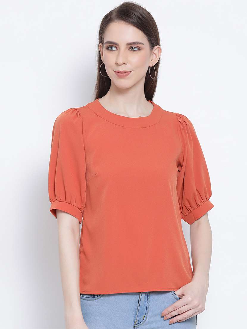 women's straight round neck top