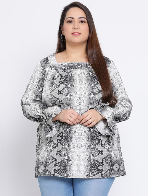 bell sleeved snake print plus top - 17715297 - Standard Image - 0