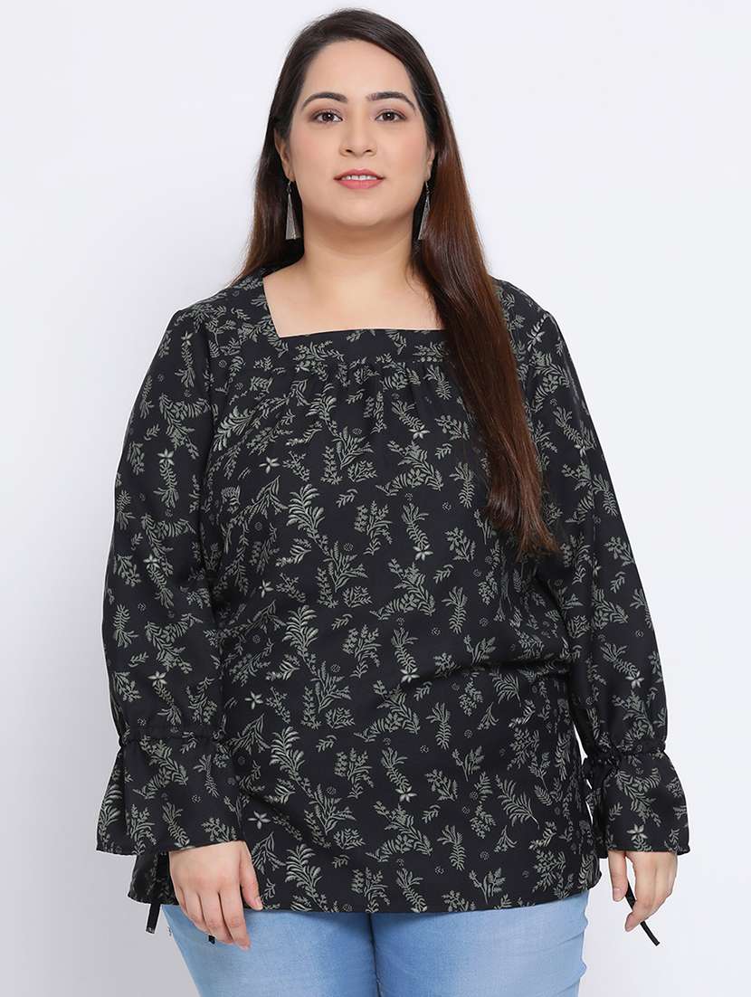 bell sleeved floral plus top  - 17715300 -  Zoom Image - 0