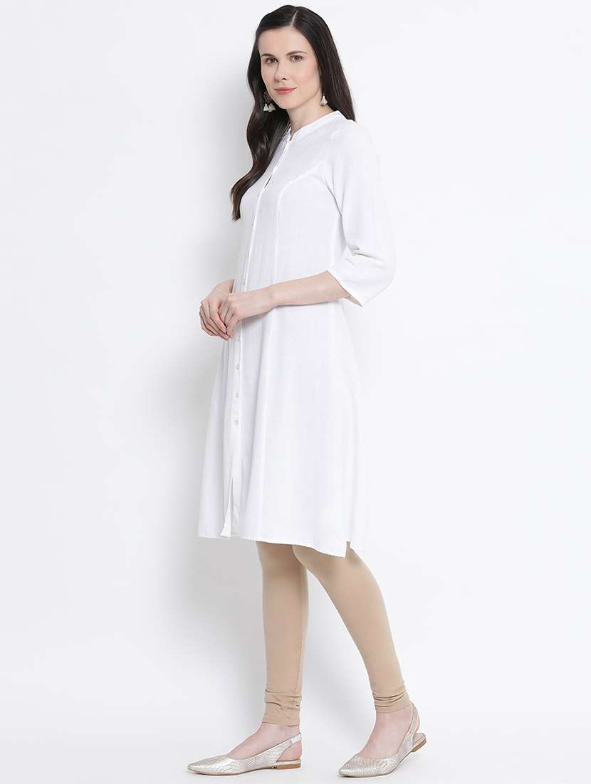 mandarin neck solid tunic - 17715327 -  Standard Image - 1