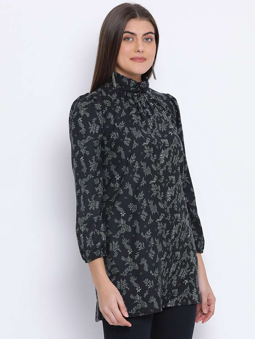 mock neck printed tunic - 17715330 -  Standard Image - 1