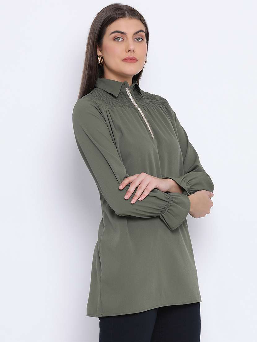 lace detail shirt tunic - 17715334 -  Standard Image - 1