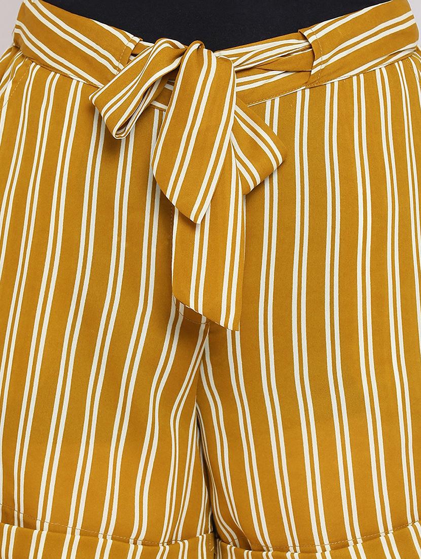 tie front striped short - 17715372 - Standard Image - 4