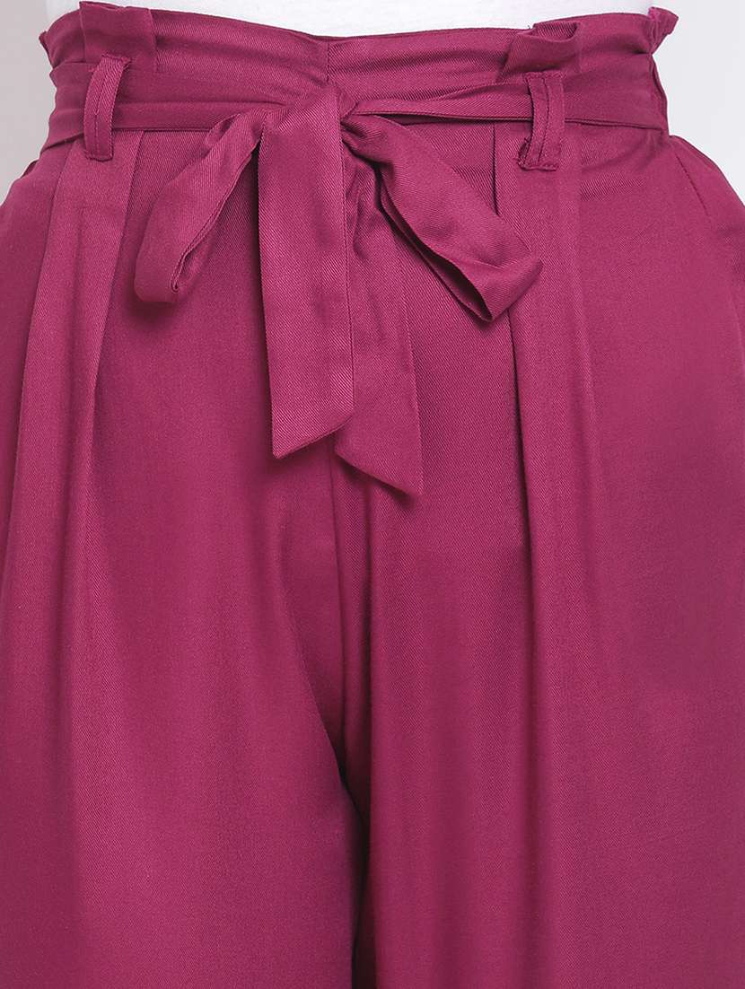 tie front solid pleated trouser  - 17715427 -  Standard Image - 4