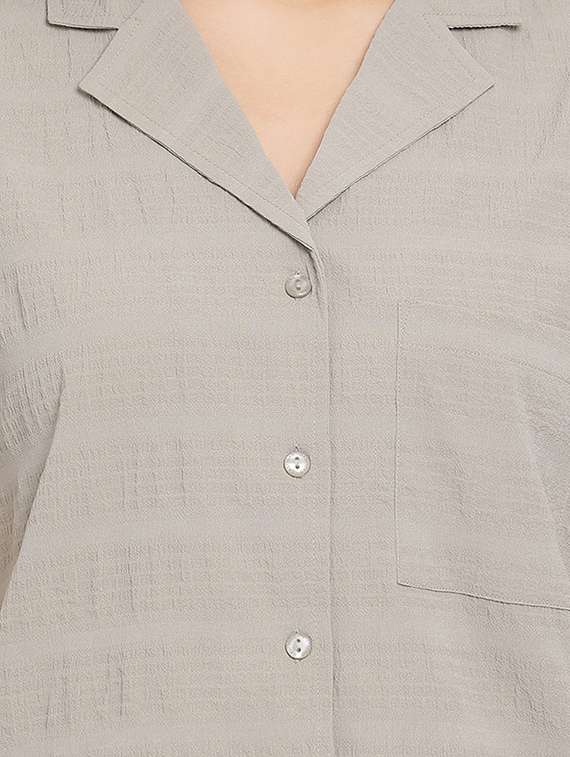 notched collar self design shirt - 17715451 - Standard Image - 4