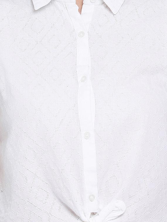 tie front cropped shirt - 17715458 - Standard Image - 4