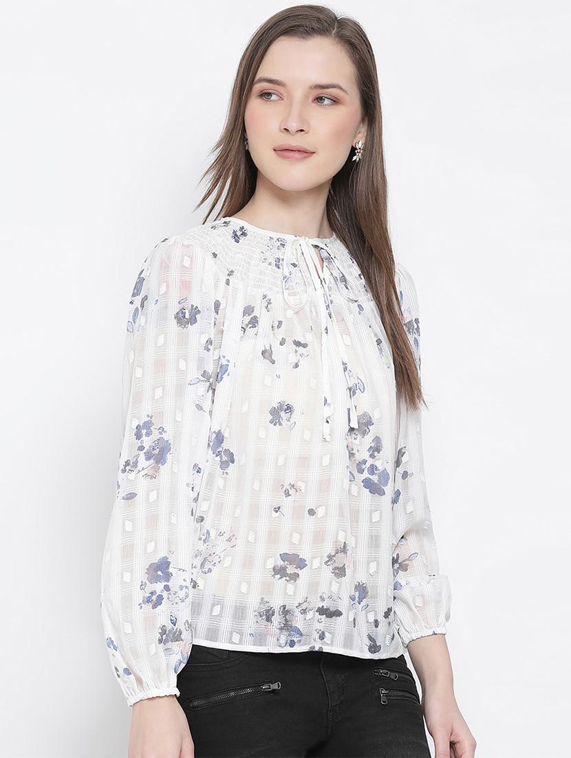 tie up neck floral top  - 17715466 -  Standard Image - 1
