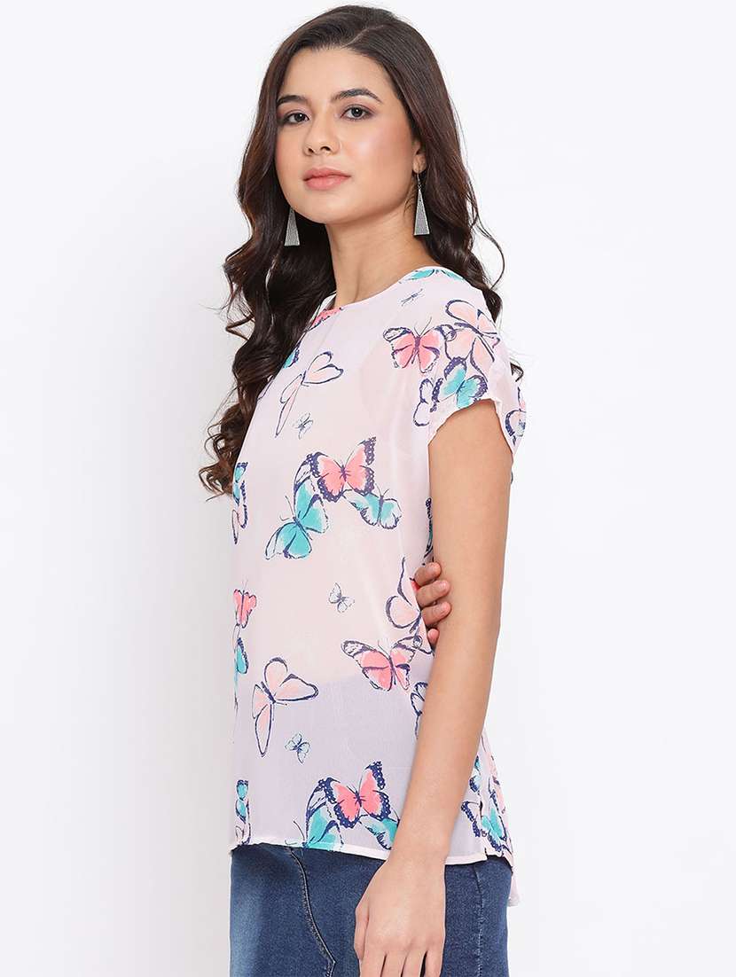 women's straight round neck top - 17715469 - Standard Image - 1
