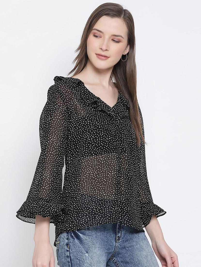 women's straight v neck top - 17715472 - Standard Image - 1