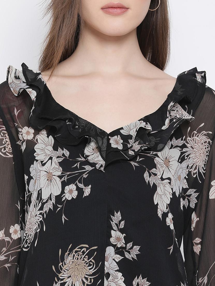 frill detail floral top - 17715474 - Standard Image - 4