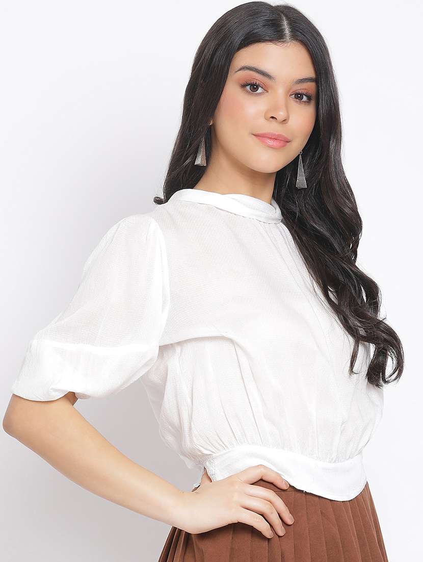 women's blouson crew neck top - 17715481 -  Standard Image - 1
