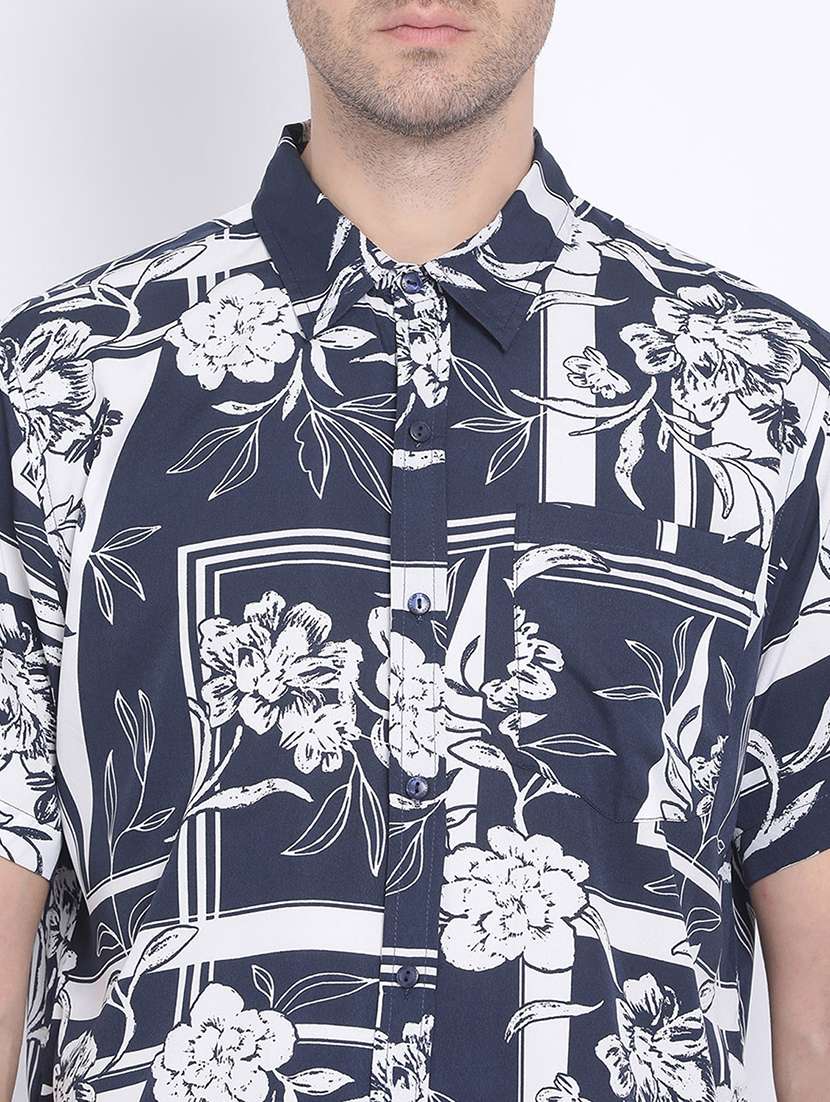 navy blue floral casual shirt - 17715494 -  Standard Image - 4