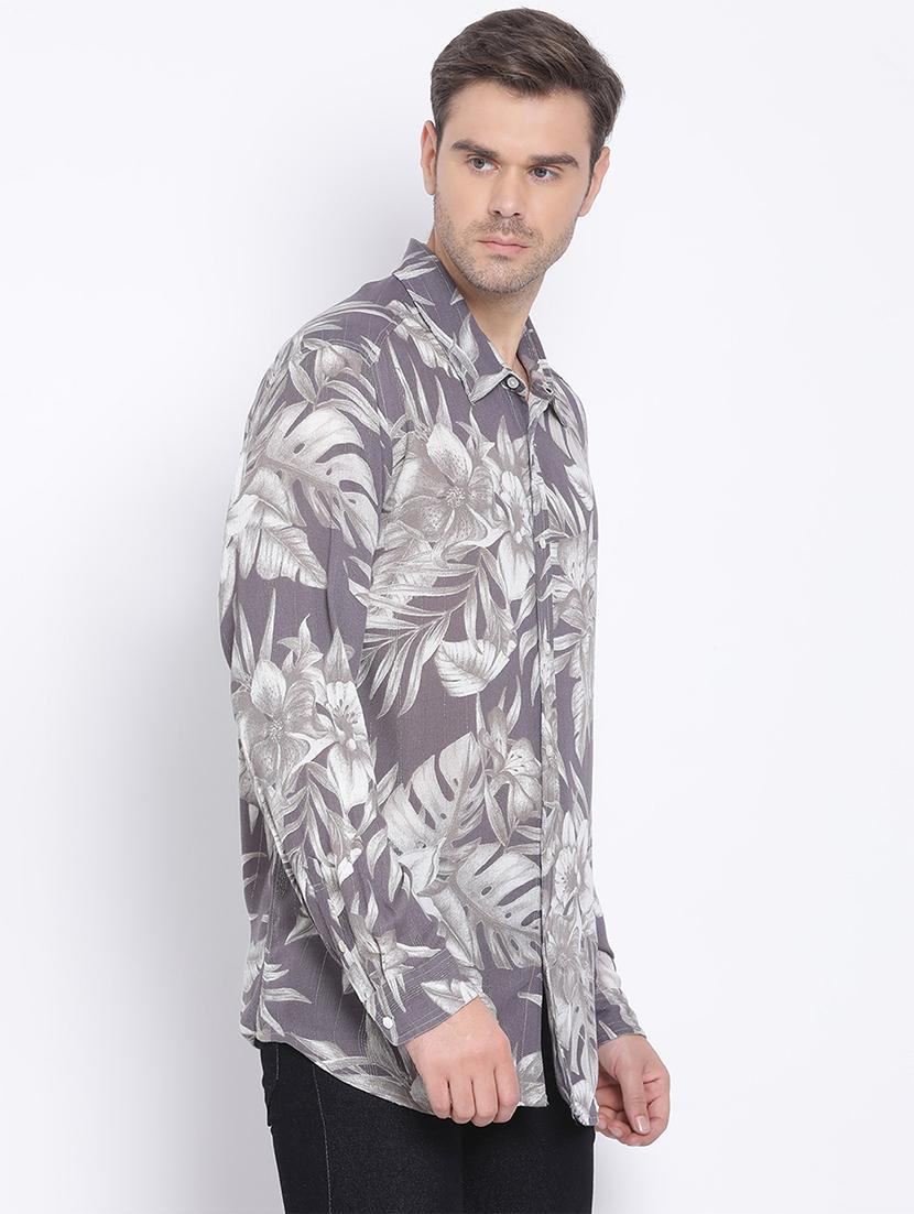 grey floral casual shirt - 17715526 -  Standard Image - 1
