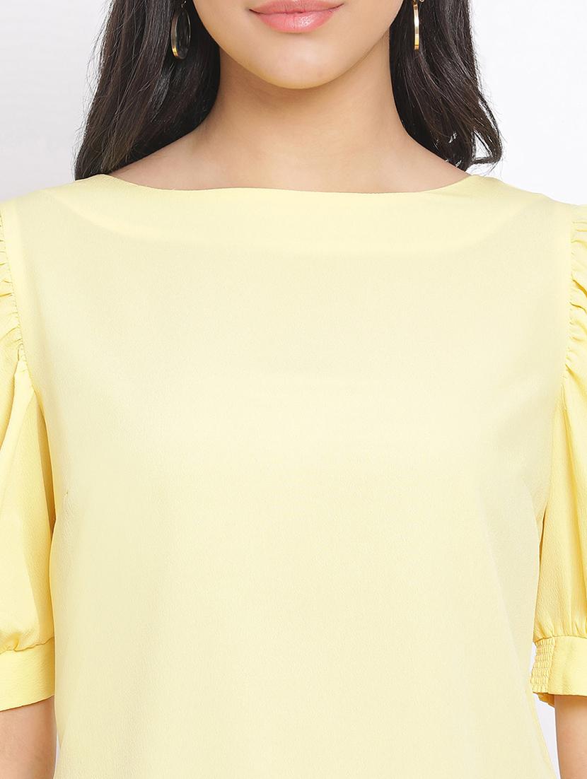 puff sleeves solid top - 17715566 - Standard Image - 4