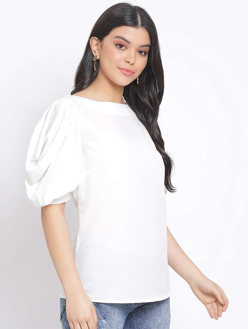 women's straight round neck top - 17715568 - Standard Image - 1