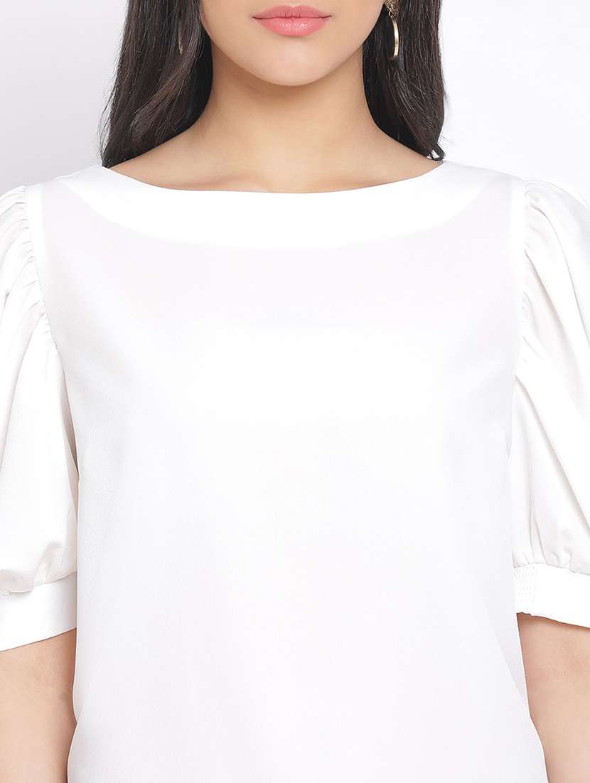 women's straight round neck top - 17715568 - Standard Image - 4