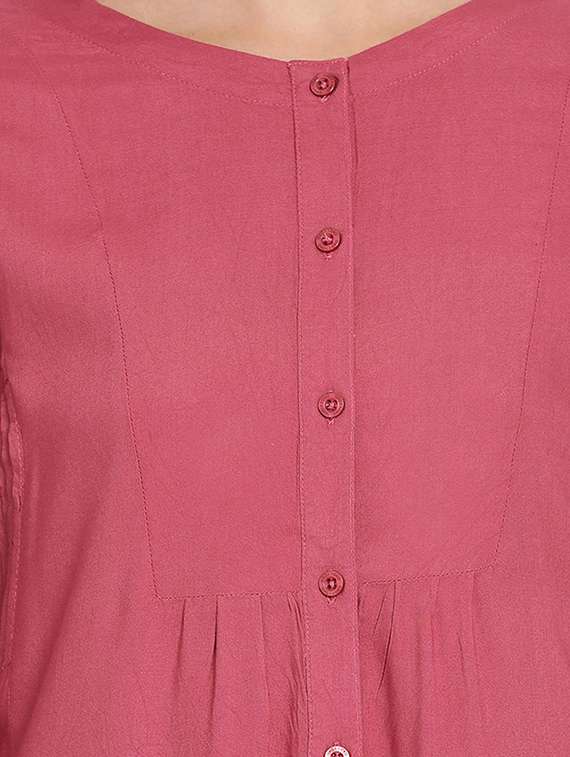 maroon viscose aline tunic - 17715592 -  Standard Image - 4