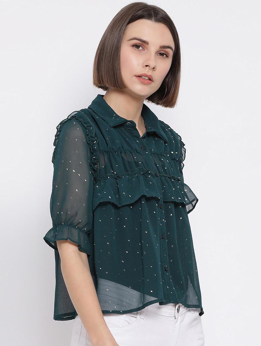 frill detail embellished shirt - 17715598 - Standard Image - 1