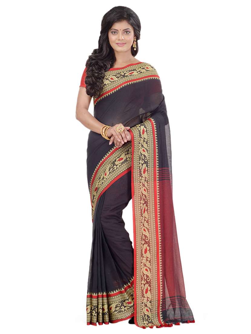 solid handloom saree with blouse