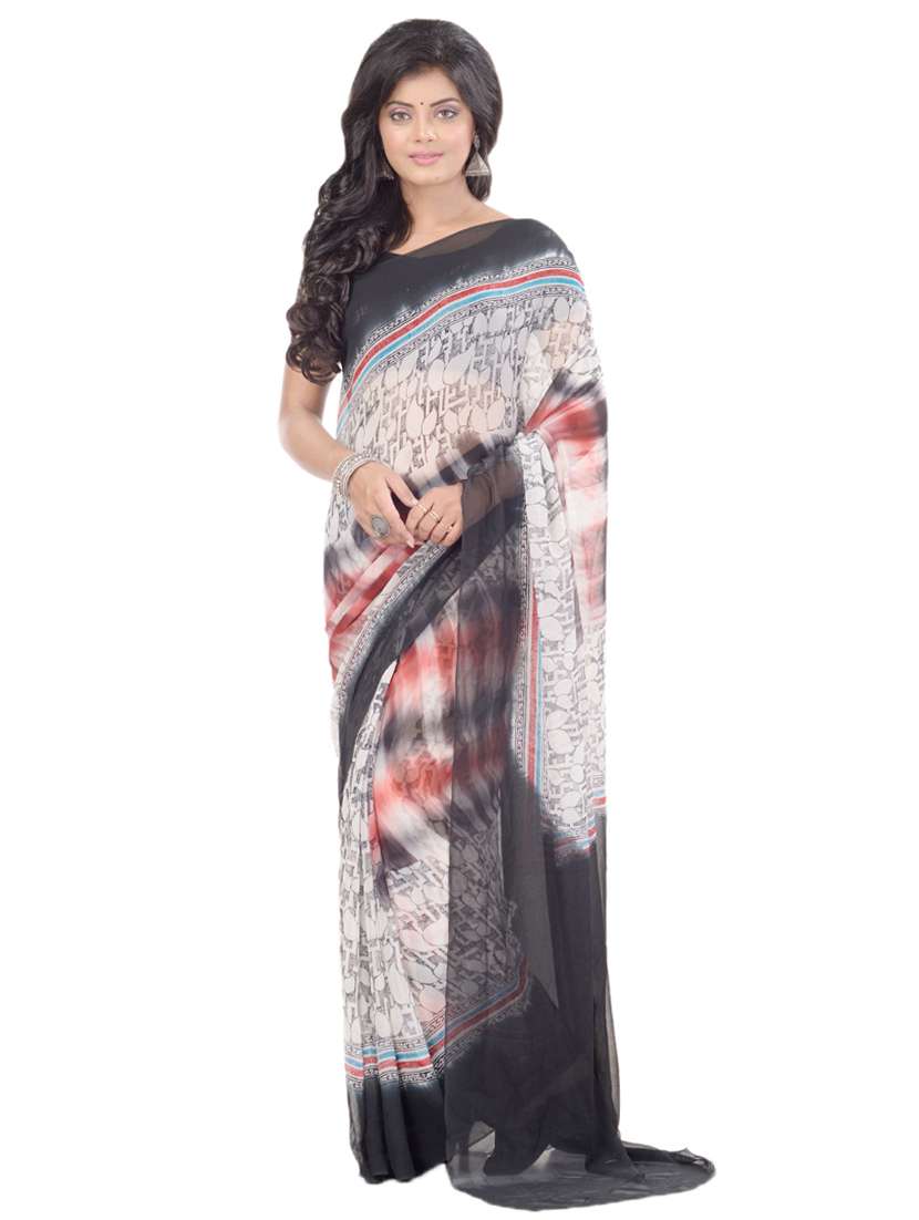 white chiffon saree
