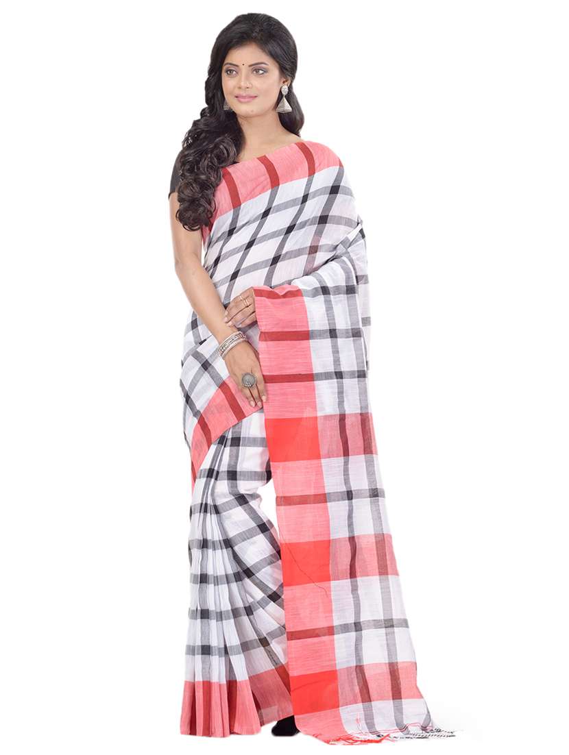 white cotton handloom saree