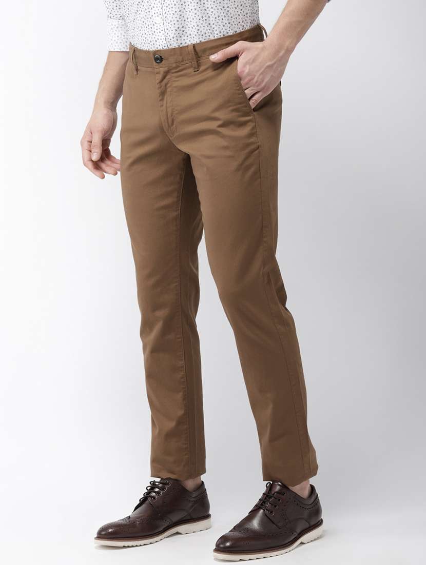 brown solid chinos - 17716054 - Standard Image - 1