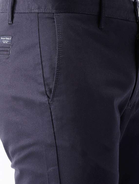 blue solid chinos - 17716056 - Standard Image - 4