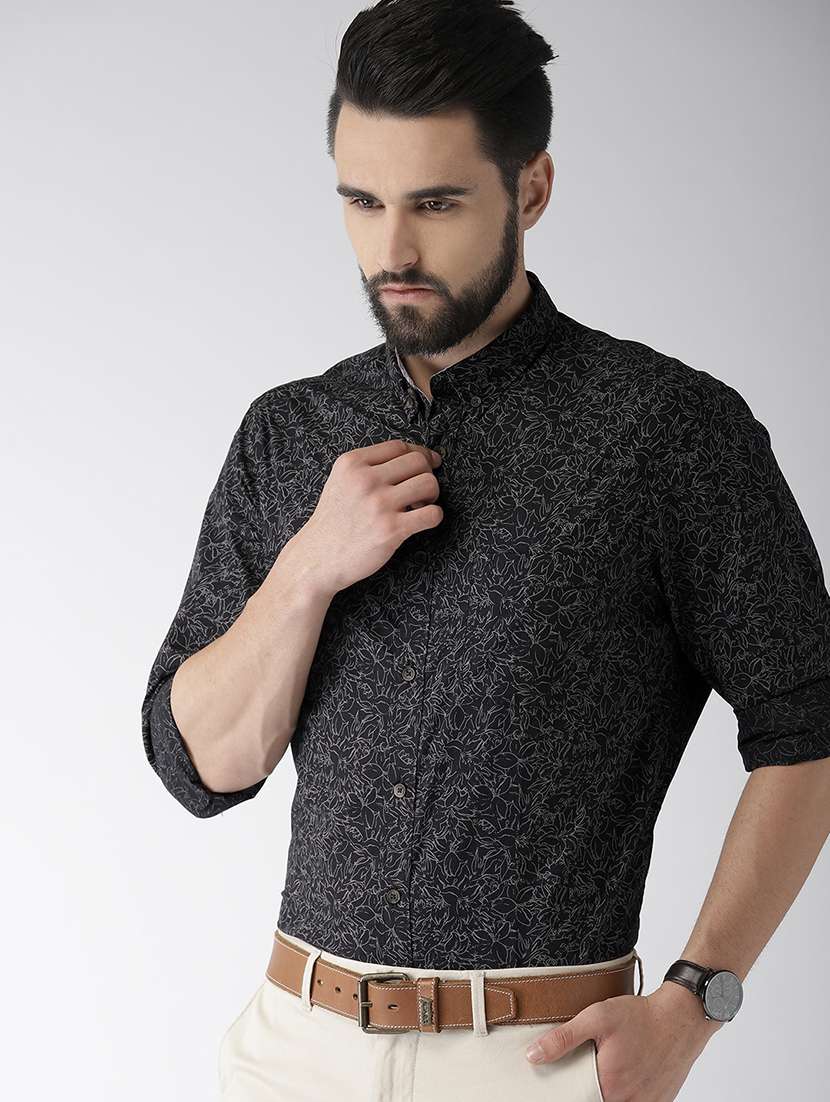 black floral casual shirt - 17716191 - Standard Image - 1