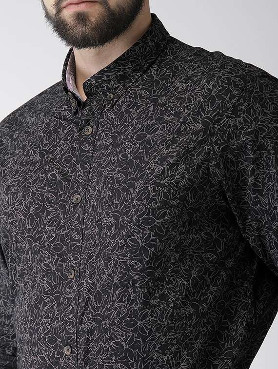 black floral casual shirt - 17716191 - Standard Image - 4