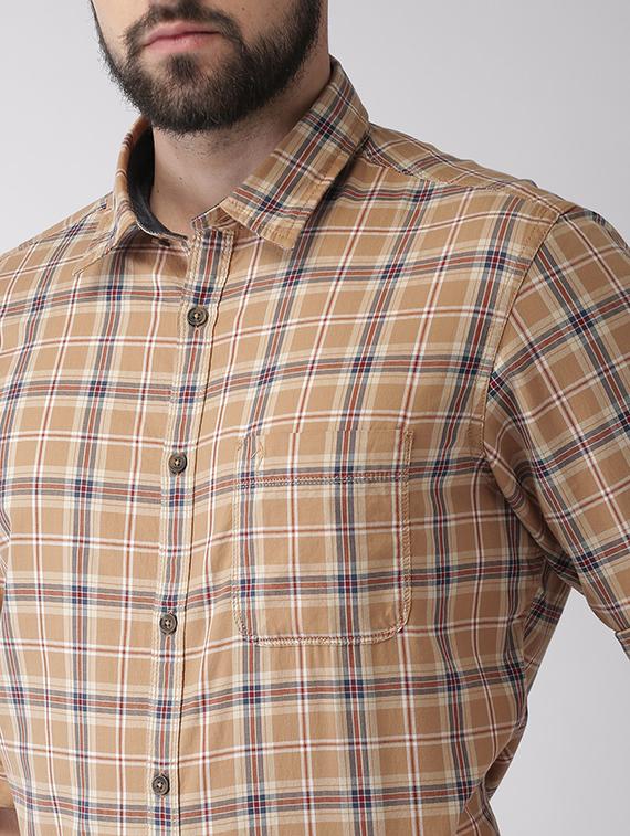 brown checkered casual shirt - 17716212 - Standard Image - 4