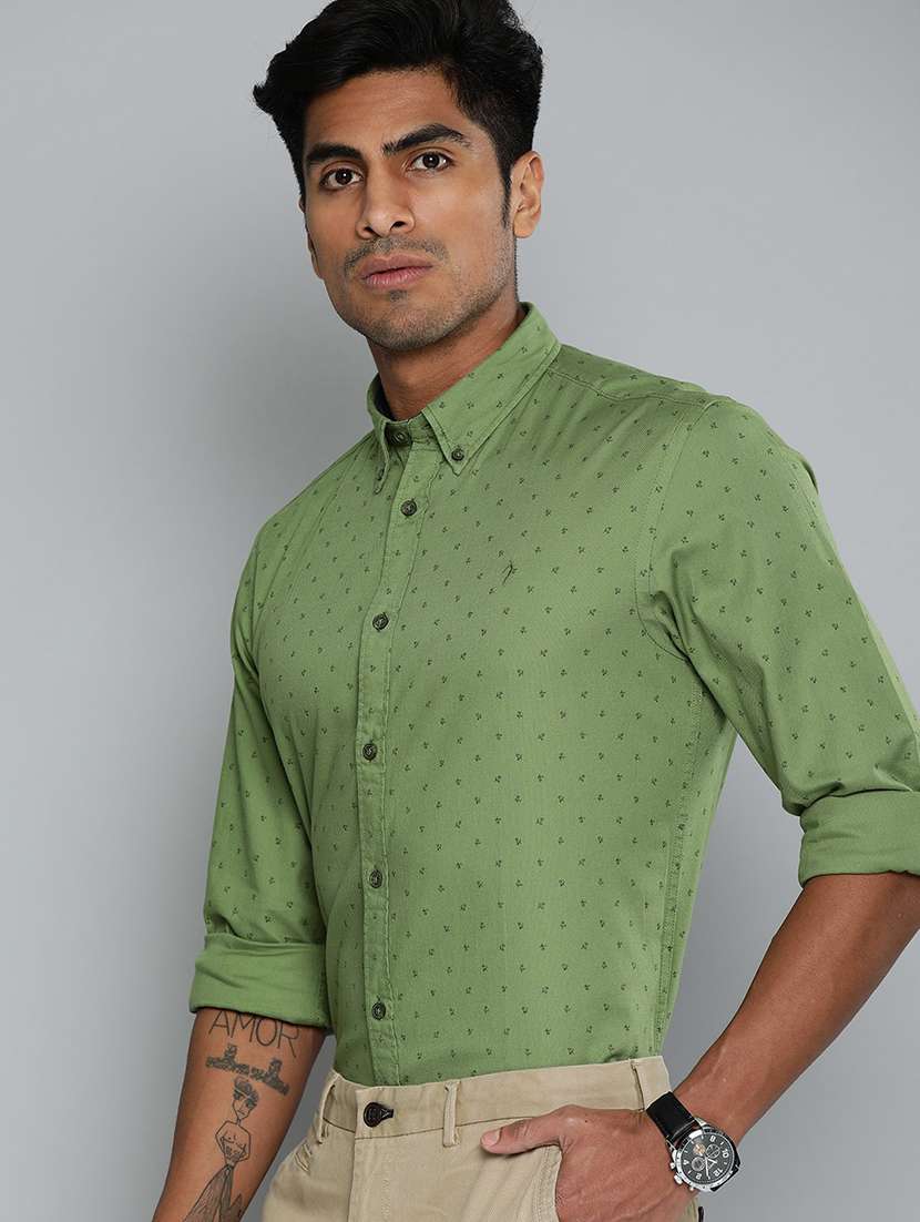 green printed casual shirt - 17716223 -  Standard Image - 1