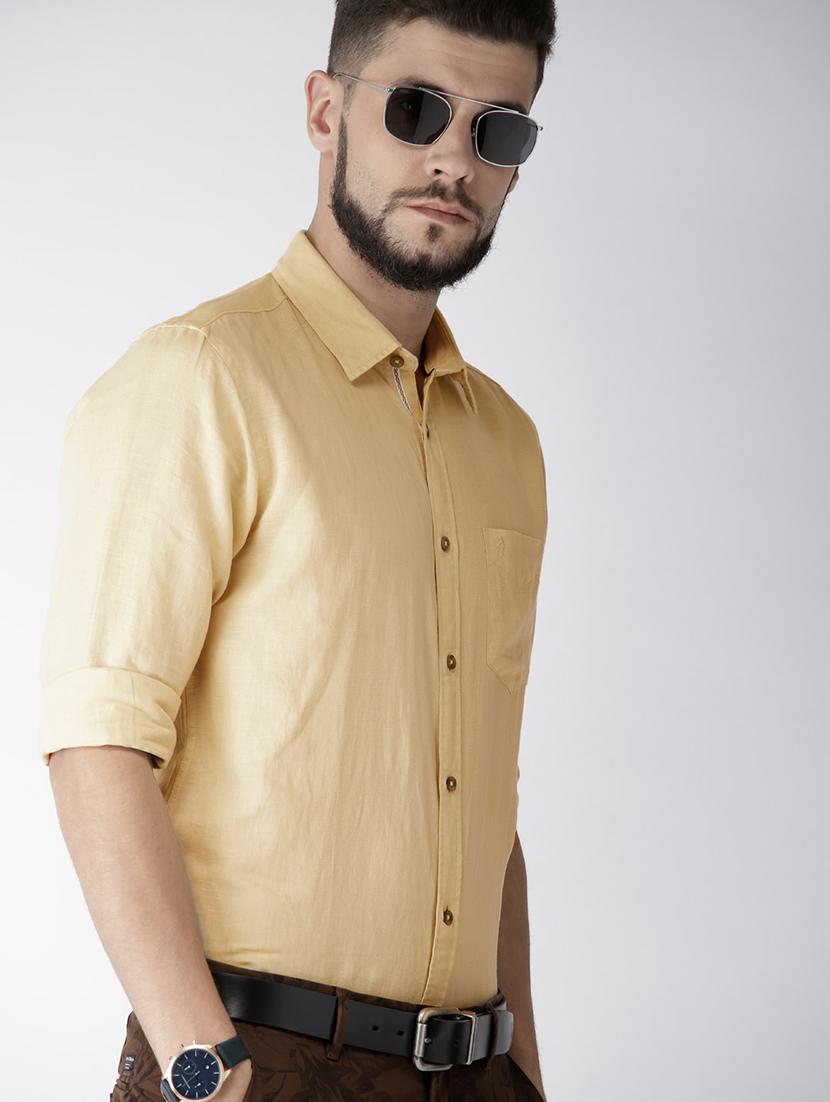 yellow solid casual shirt - 17716230 - Standard Image - 1