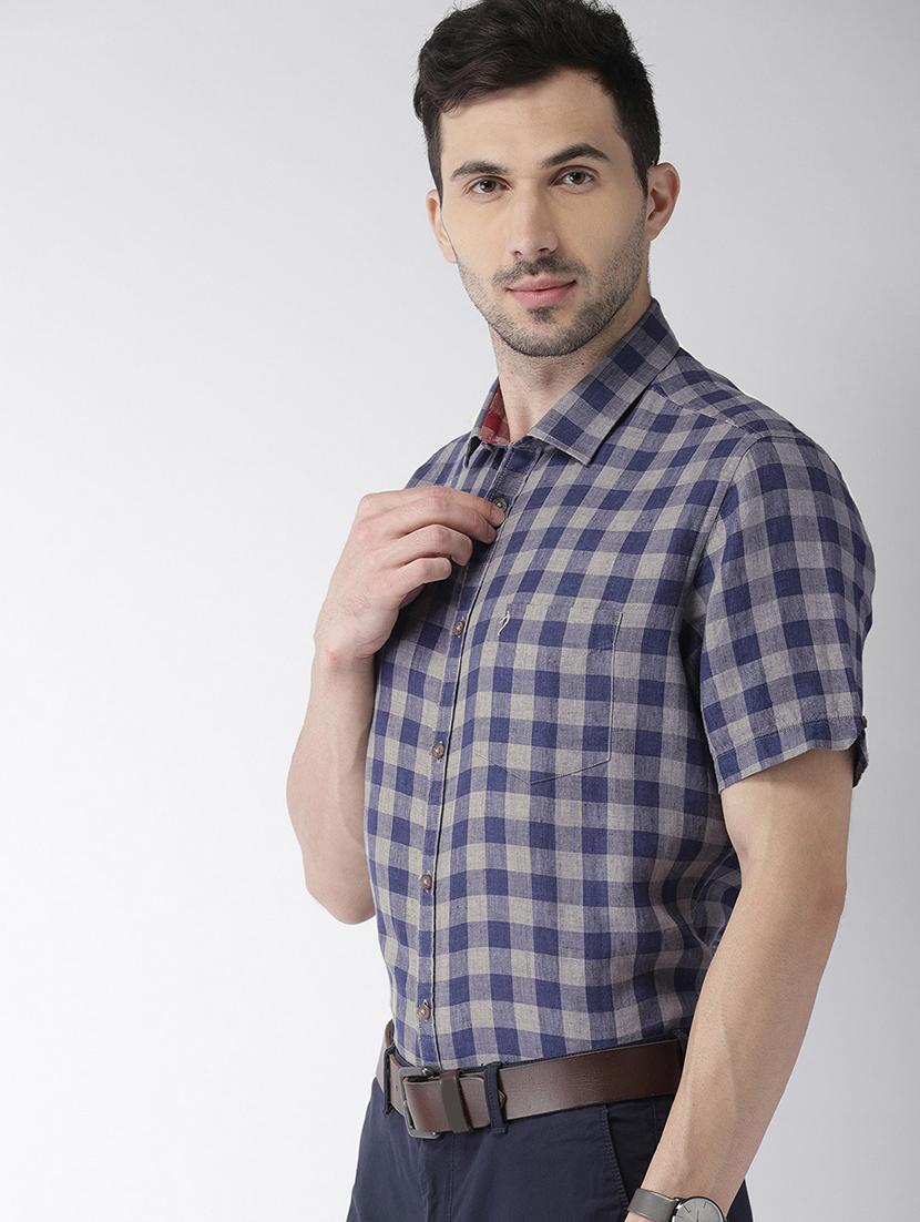 blue checkered casual shirt - 17716307 - Standard Image - 1