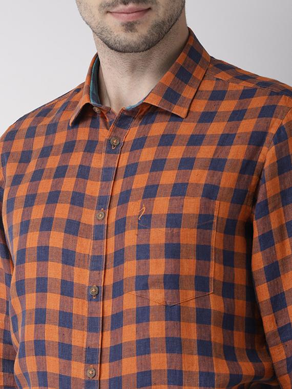 orange checkered casual shirt - 17716312 - Standard Image - 4