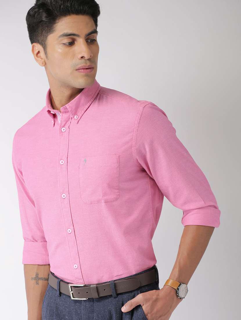 pink solid casual shirt - 17716346 -  Standard Image - 1