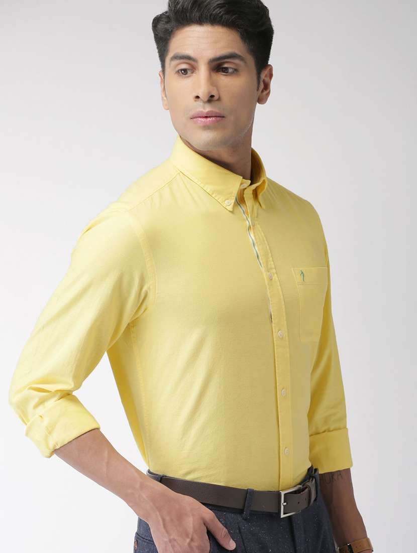 yellow solid casual shirt - 17716351 - Standard Image - 1