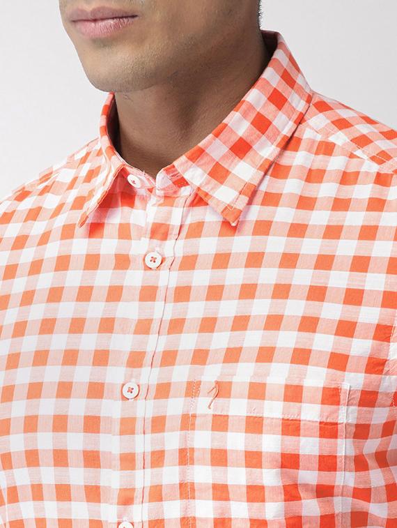 orange checkered casual shirt - 17716366 - Standard Image - 4