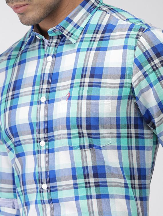 blue checkered casual shirt - 17716376 - Standard Image - 4