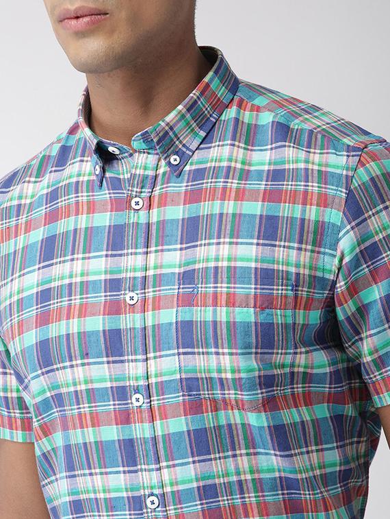 blue checkered casual shirt - 17716403 - Standard Image - 4
