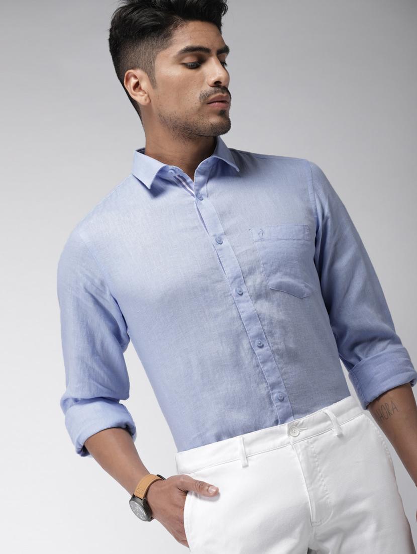blue solid casual shirt - 17716441 - Standard Image - 1
