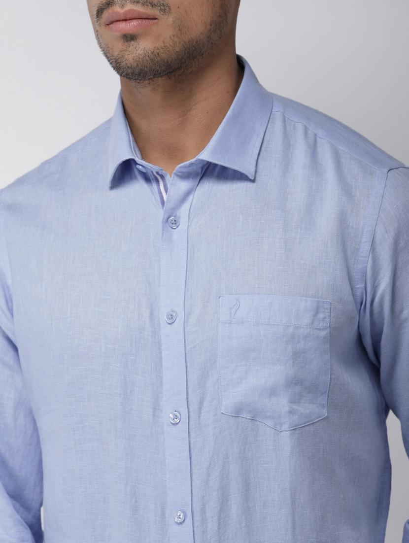 blue solid casual shirt - 17716441 - Standard Image - 4
