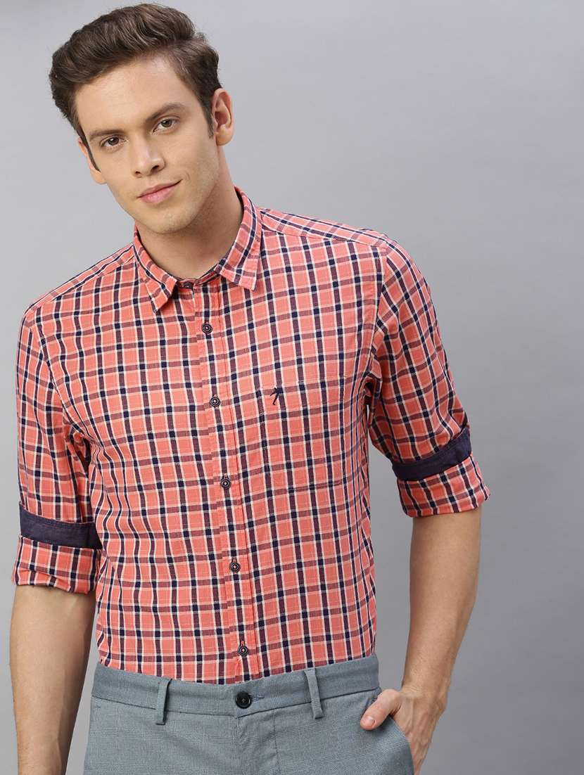 pink checkered casual shirt