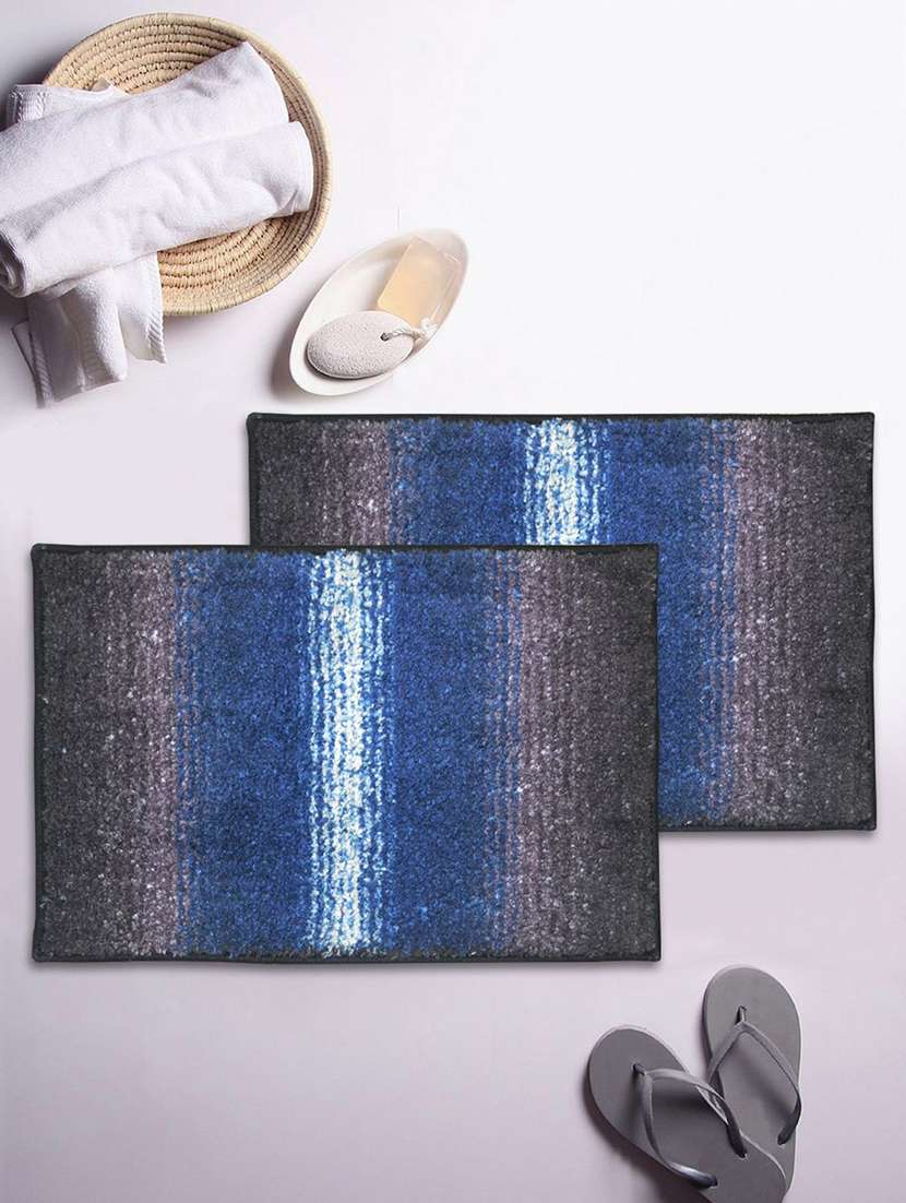 bianca soft-cotton bath mat with rubber back -2pc small (super dry) abstract-blue/grey8 blue/grey8