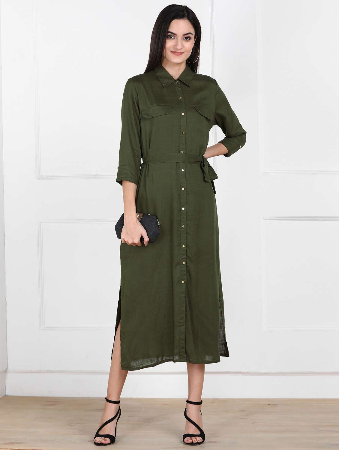 women's shirt solid dress