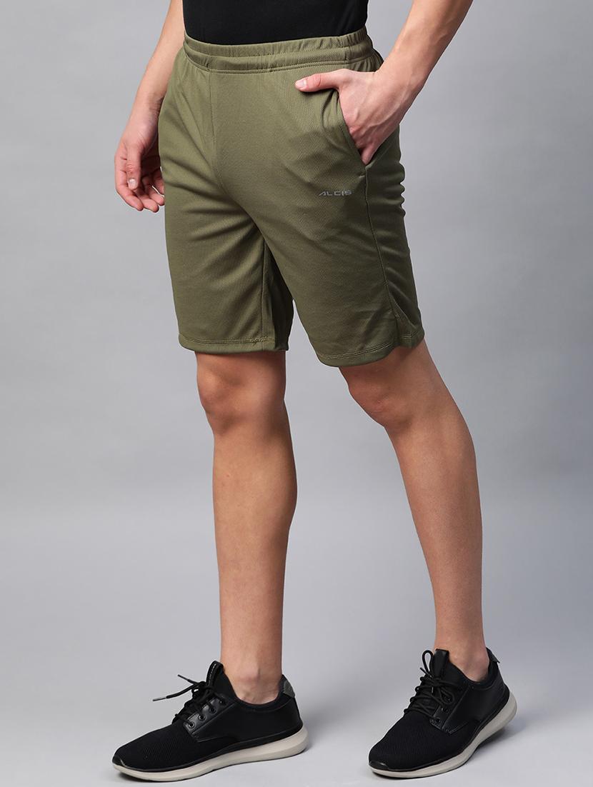olive green solid shorts - 17718703 - Standard Image - 1